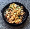 Oysters fried in egg batter Pan-fried crispy mussel with bean sprout, Thai food Royalty Free Stock Photo