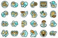 Oysters icons set vector flat