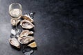 Oysters with lemon and white wine Royalty Free Stock Photo