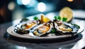 Oysters with leomon Royalty Free Stock Photo