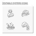 Oysters line icons set