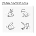 Oysters line icons set