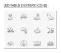 Oysters line icons set