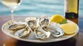 oysters plate, AI generated Royalty Free Stock Photo