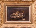 Oysters on a Plate and a glass of wine by Edouard manet Royalty Free Stock Photo