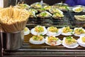 Oysters on the street market food stall in Luoyang Old City, Henan, China Royalty Free Stock Photo