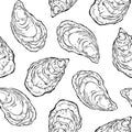 Oysters. Vector seamless background patterns .Food vector Illustration. Templates for menu design, packaging, restaurants and