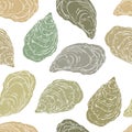 Oysters. Vector seamless background patterns on white. Food vector Illustration. Templates for menu design, packaging, restaurants