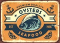 Oysters vintage sign board