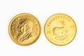 1 OZ gold coin - One Krugerrand gold coin Royalty Free Stock Photo