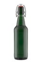 16 oz Green Glass Beer Bottle with Flip or Swing Top Stopper Isolated on White Background. Royalty Free Stock Photo