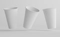 16 oz. Single Wall Paper Large Coffee Cup Mockup - Three Cups. 3D Illustration