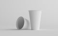 16 oz. Single Wall Paper Large Coffee Cup Mockup - Two Cups. 3D Illustration