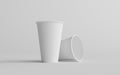 16 oz. Single Wall Paper Large Coffee Cup Mockup - Two Cups. 3D Illustration