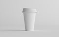 16 oz. Single Wall Paper Large Coffee Cup Mockup with White Lid - One Cup. 3D Illustration