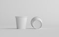 4 oz. Small Single Wall Paper Espresso  Coffee Cup Mockup  - Two Cups. 3D Illustration Royalty Free Stock Photo