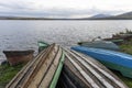Ozero Zyuratkul Rowing Boats Siberia Royalty Free Stock Photo