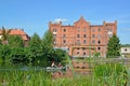 OZERSK, RUSSIA. View of the building of the old water mill on the banks of the Angrapa River, 1898. Kaliningrad region