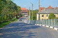 OZERSK, RUSSIA. View of Moskovskaya Street and the bridge over the Angrapa River. Kaliningrad region