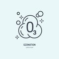 Ozon molecule flat line icon. Vector sign of clothes ozonation in dry cleaning services