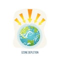 Ozone Depletion Earth with Broken Layers Icon