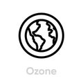 Ozone globe earth icon. Editable line vector. Royalty Free Stock Photo