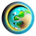 Ozone holes on the planet, the global problem of the Earth, 3D icon isolated background transparent png. Generative ai Royalty Free Stock Photo