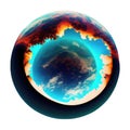 Ozone holes on the planet, the global problem of the Earth, 3D icon isolated background transparent png. Generative ai Royalty Free Stock Photo