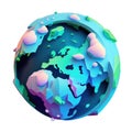 Ozone holes on the planet, the global problem of the Earth, 3D icon isolated background transparent png. Generative ai Royalty Free Stock Photo