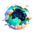 Ozone holes on the planet, the global problem of the Earth, 3D icon low poly isolated background transparent png. Generative ai Royalty Free Stock Photo