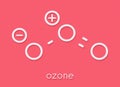 Ozone trioxygen, O3 molecule, chemical structure. Skeletal formula.