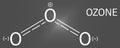 Ozone or trioxygen, O3 molecule, chemical structure. Skeletal formula.