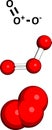 Ozone (trioxygen, O3) molecule, chemical structure