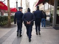 French CRS Policemen Avenue des Champs Elysees Paris Royalty Free Stock Photo