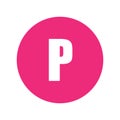 Letter P logo symbol in pink circle. Royalty Free Stock Photo