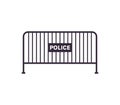 Portable steel police fence and urban steel barrier design flat vector.