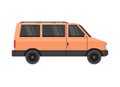 Minivan truck and courier car flat vector.