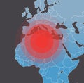 World map with location pins outbreak of coronavirus confirmed cases report worldwide.