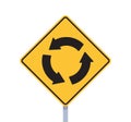 Roundabout traffic road sign and traffic signs on city road transportation simple concept.