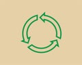 Recycle waste symbol and green arrow logo web icon concept. Royalty Free Stock Photo