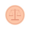 Justice badge and simple style retro gold scales symbol for measure justice concept.