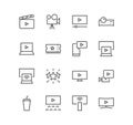 Set of cinema and video icons, movie, video clip, tv.