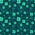 seamless pattern in green colourful shamrocks clovers four leaf clovers