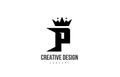 P black and white alphabet letter logo icon design with king crown and spikes. Template for company and business