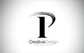 P Brush Stroke Letter Logo Design. Black Paint Logo Leters Icon. Royalty Free Stock Photo