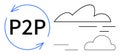 P2P Cloud Network Concept with Circular Arrows and Minimal Cloud Visualization Royalty Free Stock Photo