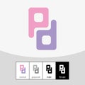 P and D Letter Logo. Pink and Purple. - Vector