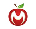 M letter apple fruit logo template Royalty Free Stock Photo