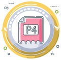 P4 document file icon inside a circular arrow for digital process or update cycle Royalty Free Stock Photo