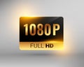 1080p full hd screen resolution dimension tag icon in premium style Royalty Free Stock Photo
